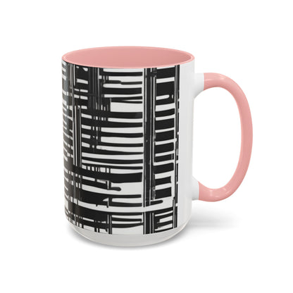 boostlete-iron-intent-pattern-barcode-line-art-0599 — Accent Mug 11/15oz