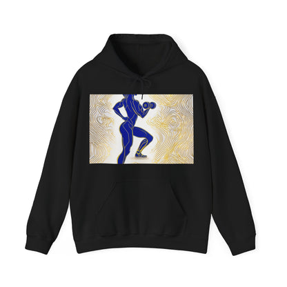 boostlete-iron-intent-scene-lunge-neon-line-art-0392 — Unisex Heavy Blend Hoodie (G18500)