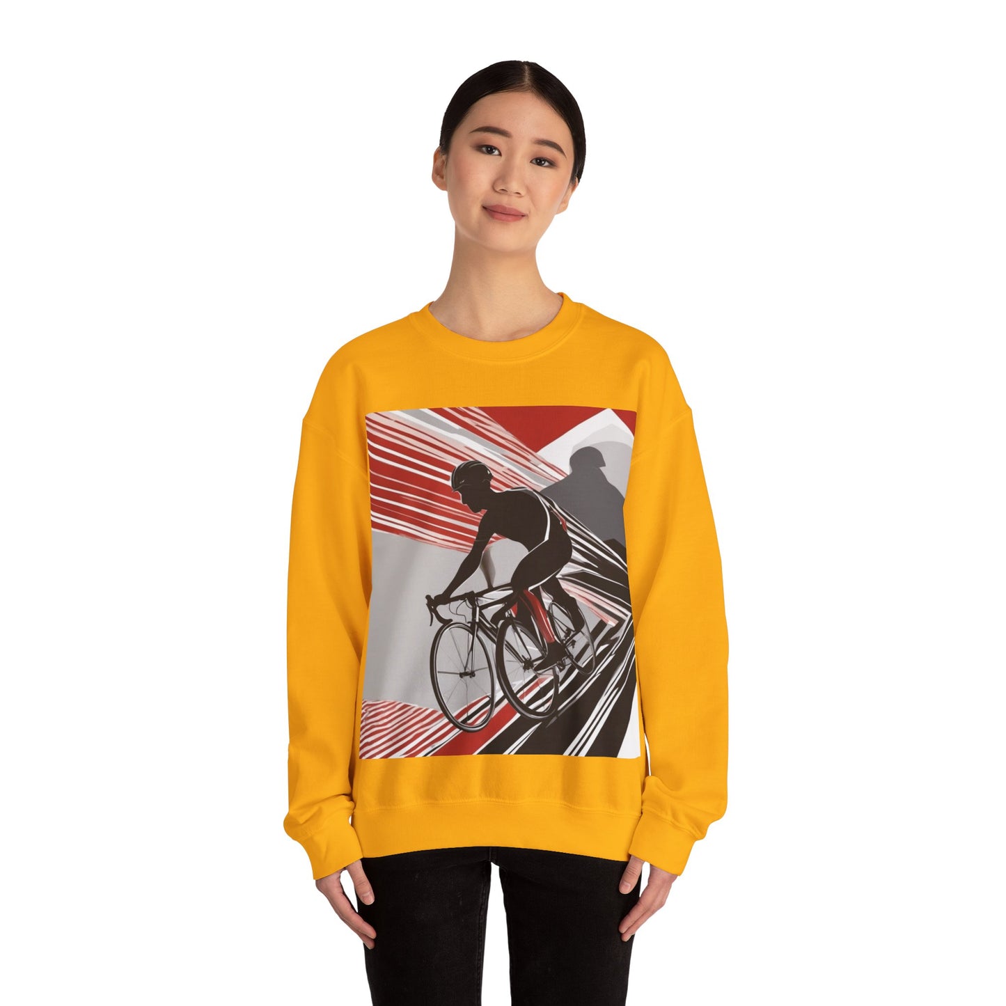 boostlete-boost-mode-scene-cyclist-speed-geometric-0208 — Unisex Heavy Blend Crewneck Sweatshirt (Gildan)