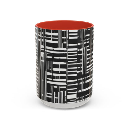 boostlete-iron-intent-pattern-barcode-line-art-0599 — Accent Mug 11/15oz
