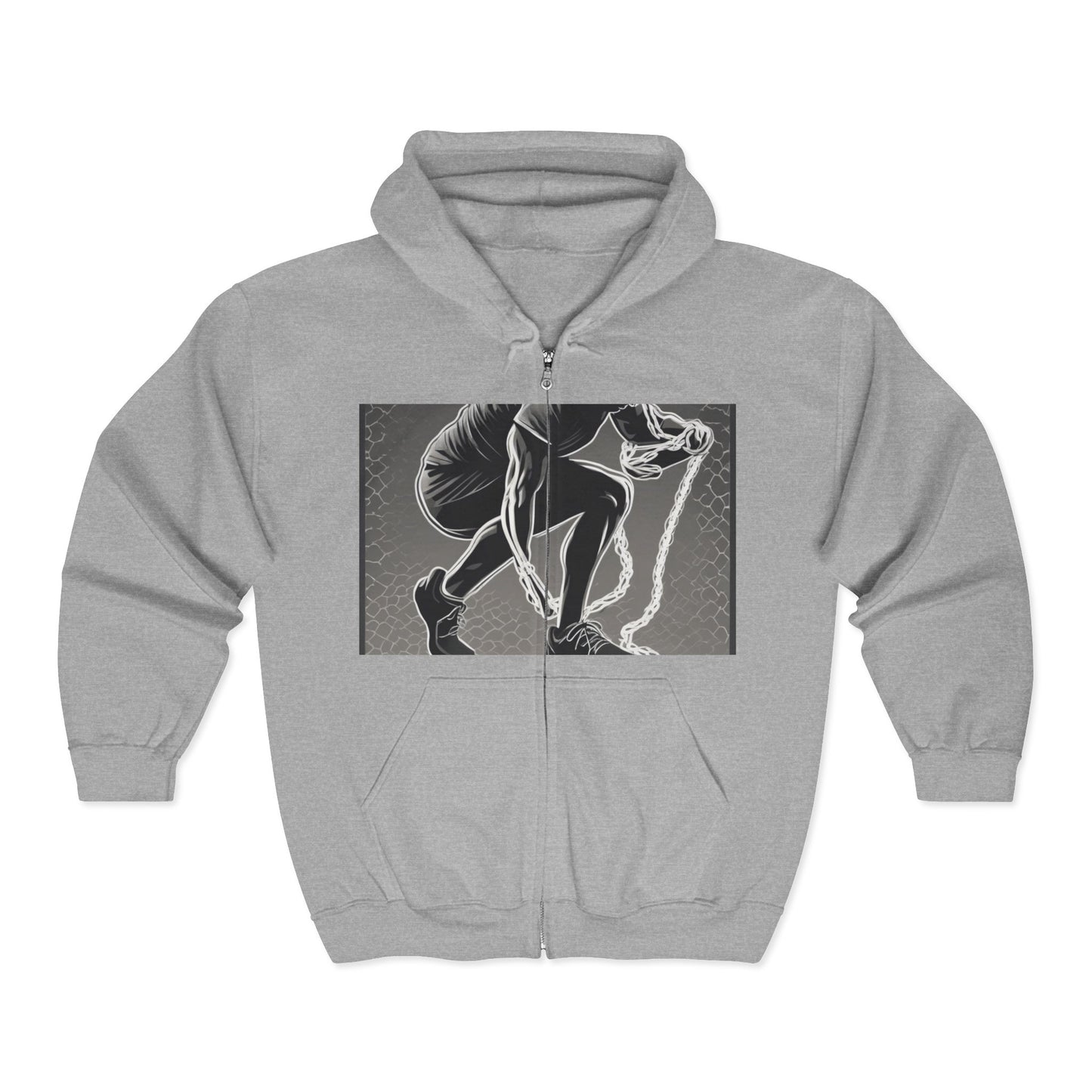 boostlete-recovery-progress-scene-runner-halftone-engraved-0068 — Unisex Heavy Blend Full-Zip Hooded Sweatshirt