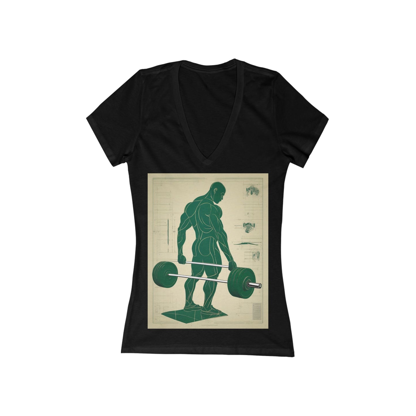 boostlete-recovery-progress-scene-deadlift-3d-blueprint-0236 — Women's Deep V-Neck Tee (B+C 6035)