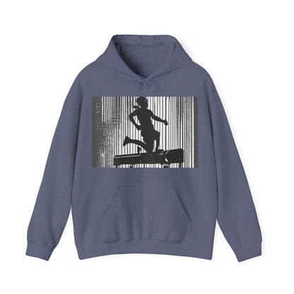 boostlete-am-crew-scene-hurdler-halftone-badge-0956 — Unisex Heavy Blend Hoodie (G18500)