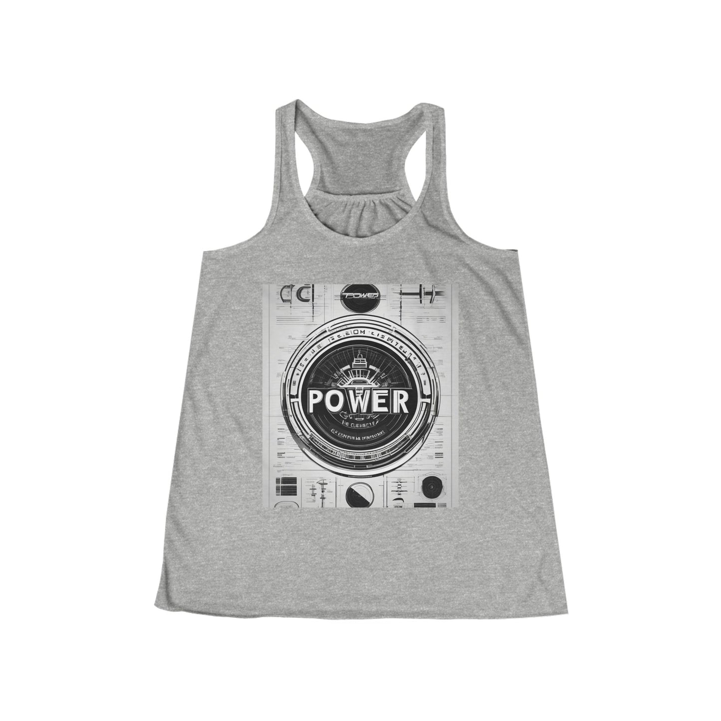 boostlete-boost-mode-type-power-in-quiet-badge-blueprint-0245 — Women's Flowy Racerback Tank (B+C 8800)