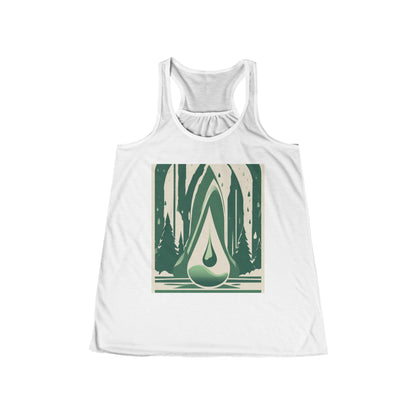 boostlete-quiet-power-icon-water-glitch-retro-0186 — Women's Flowy Racerback Tank (B+C 8800)