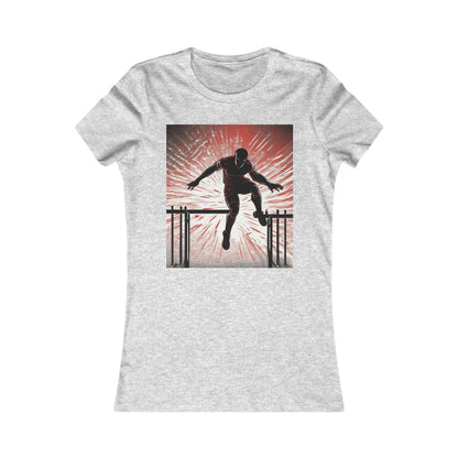 boostlete-recovery-progress-scene-hurdler-halftone-engraved-0212 — Women's Favorite Tee (B+C 6004)