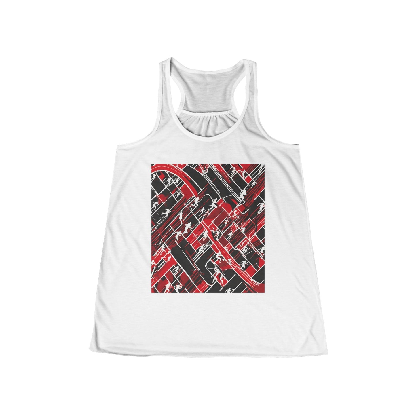 boostlete-pr-season-scene-marathoner-outline-modern-0124 — Women's Flowy Racerback Tank (B+C 8800)