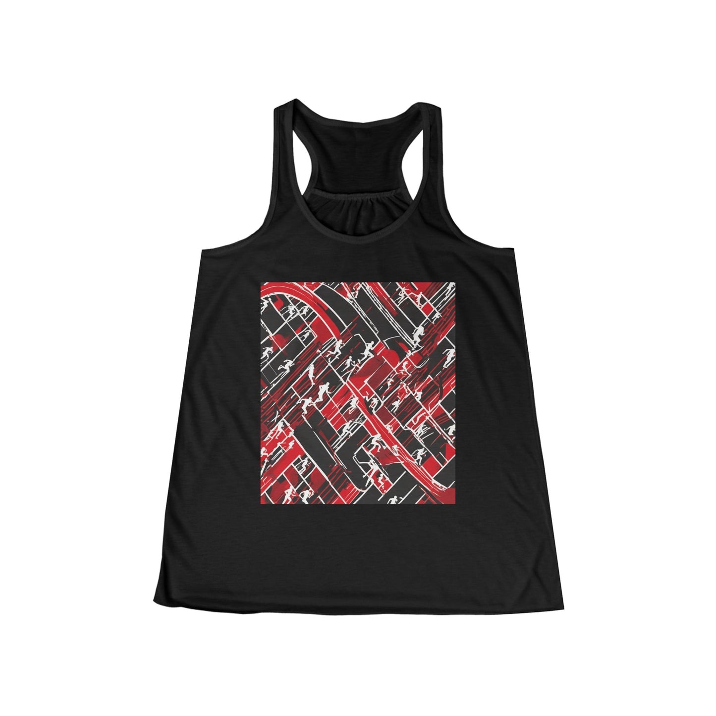 boostlete-pr-season-scene-marathoner-outline-modern-0124 — Women's Flowy Racerback Tank (B+C 8800)