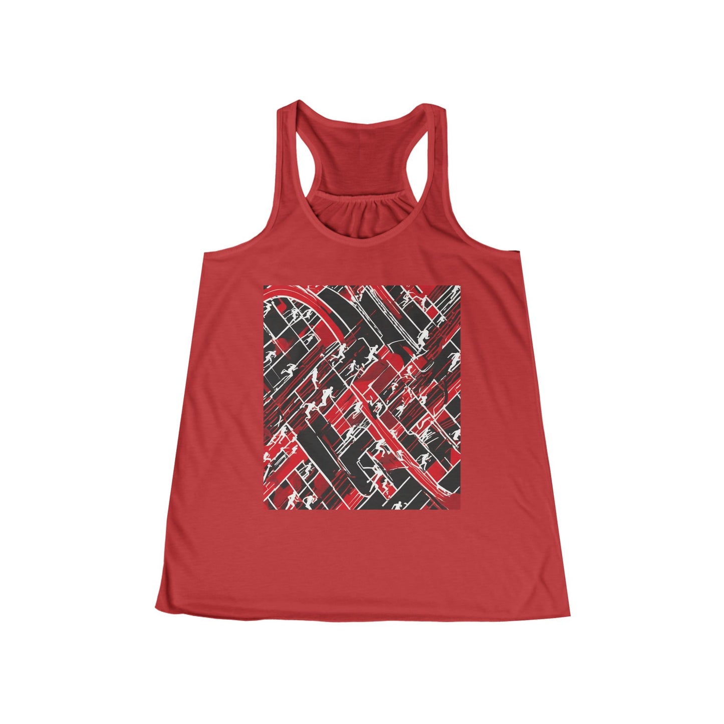 boostlete-pr-season-scene-marathoner-outline-modern-0124 — Women's Flowy Racerback Tank (B+C 8800)