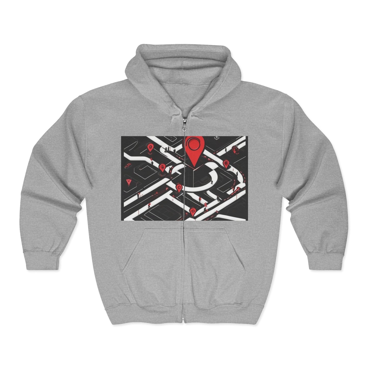 boostlete-am-crew-icon-map-matte-isometric-0094 — Unisex Heavy Blend Full-Zip Hooded Sweatshirt