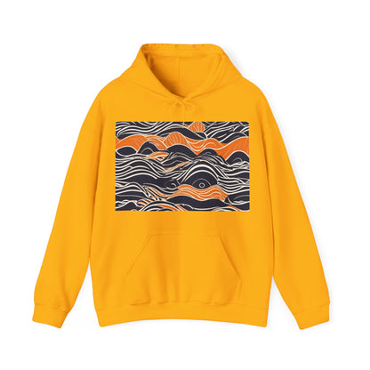 boostlete-iron-intent-type-small-wins-big-waves-outline-over-solid-geometric-0261 — Unisex Heavy Blend Hooded Sweatshirt (Gildan)