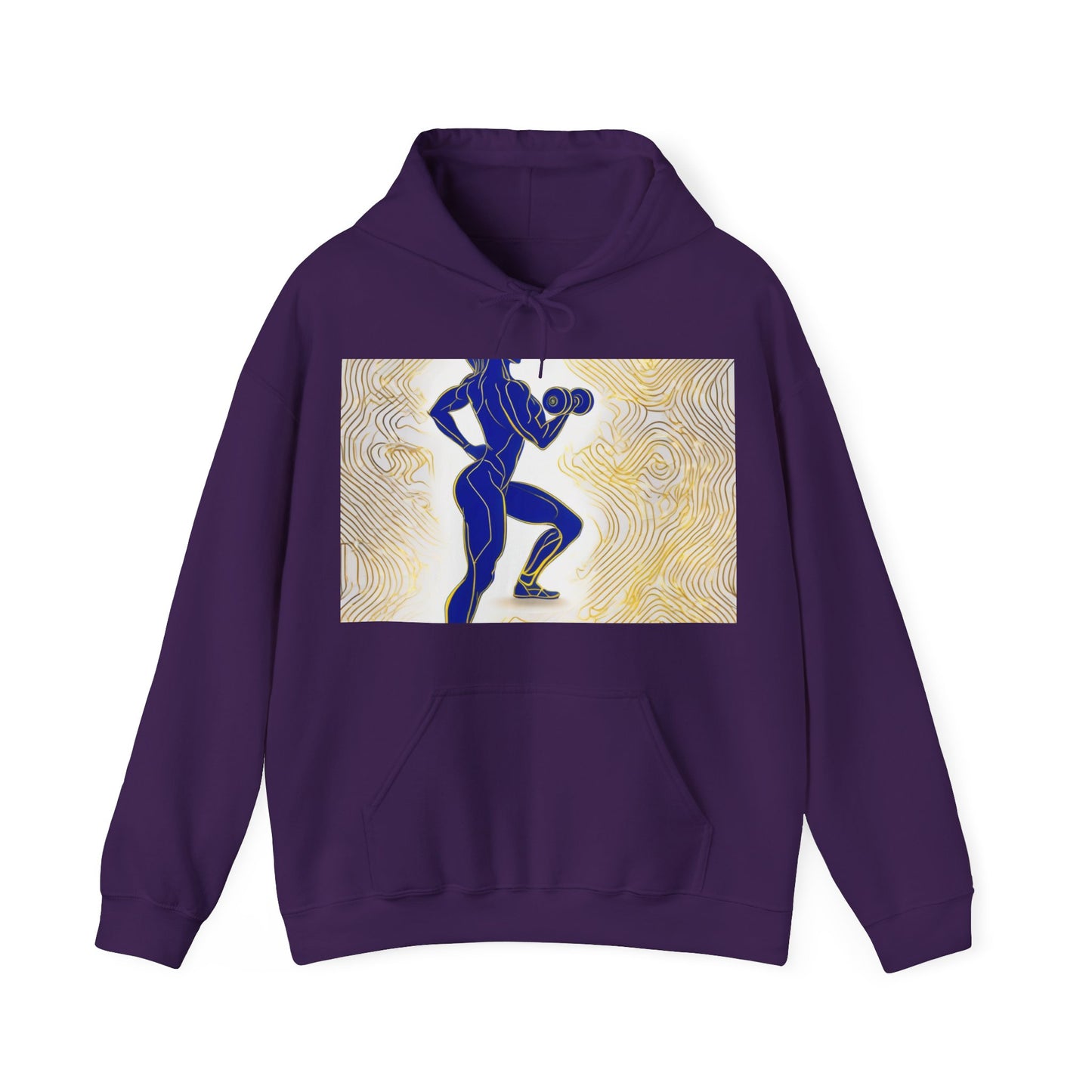 boostlete-iron-intent-scene-lunge-neon-line-art-0392 — Unisex Heavy Blend Hoodie (G18500)