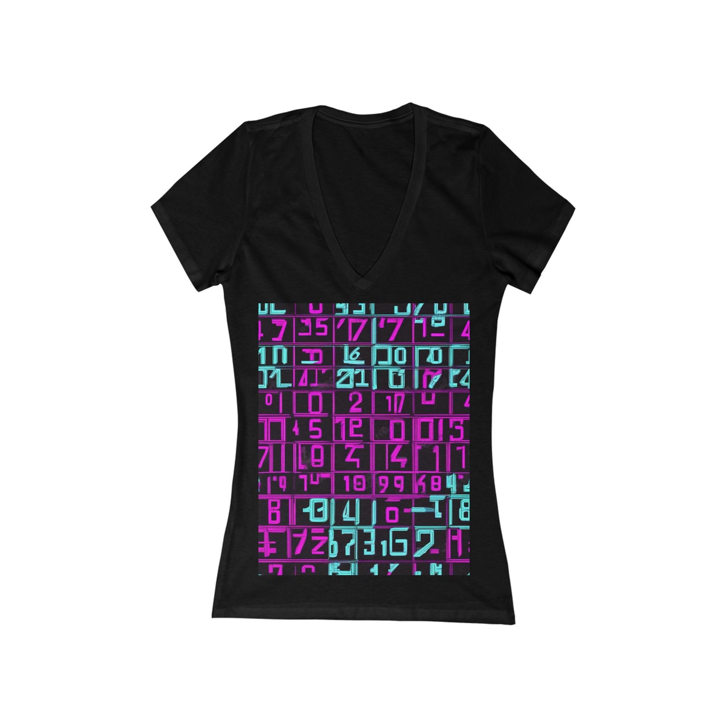 boostlete-iron-intent-pattern-plate-number-retro-0227 — Women's Deep V-Neck Tee (B+C 6035)
