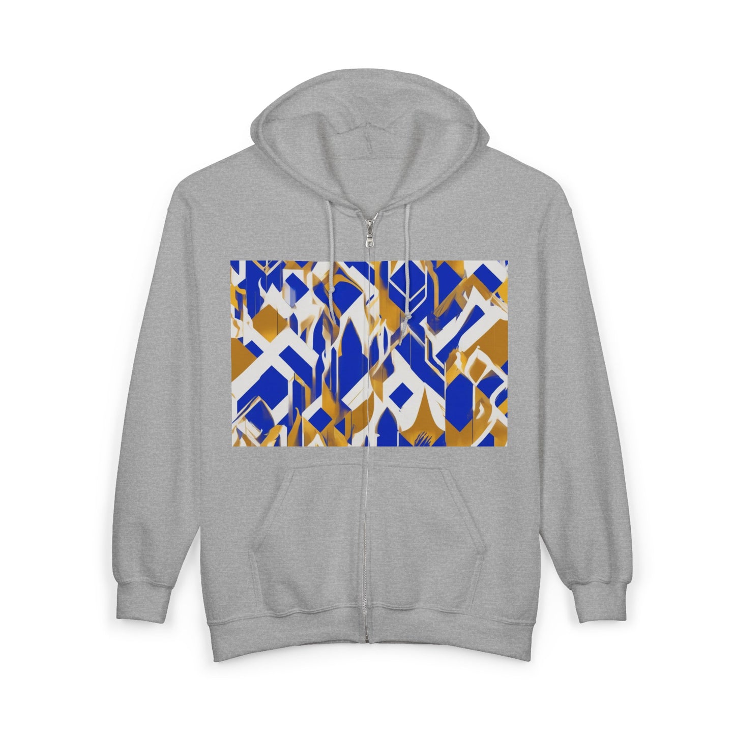 boostlete-field-day-icon-flame-glitch-geometric-0090 — Unisex Heavy Blend Full-Zip Hooded Sweatshirt