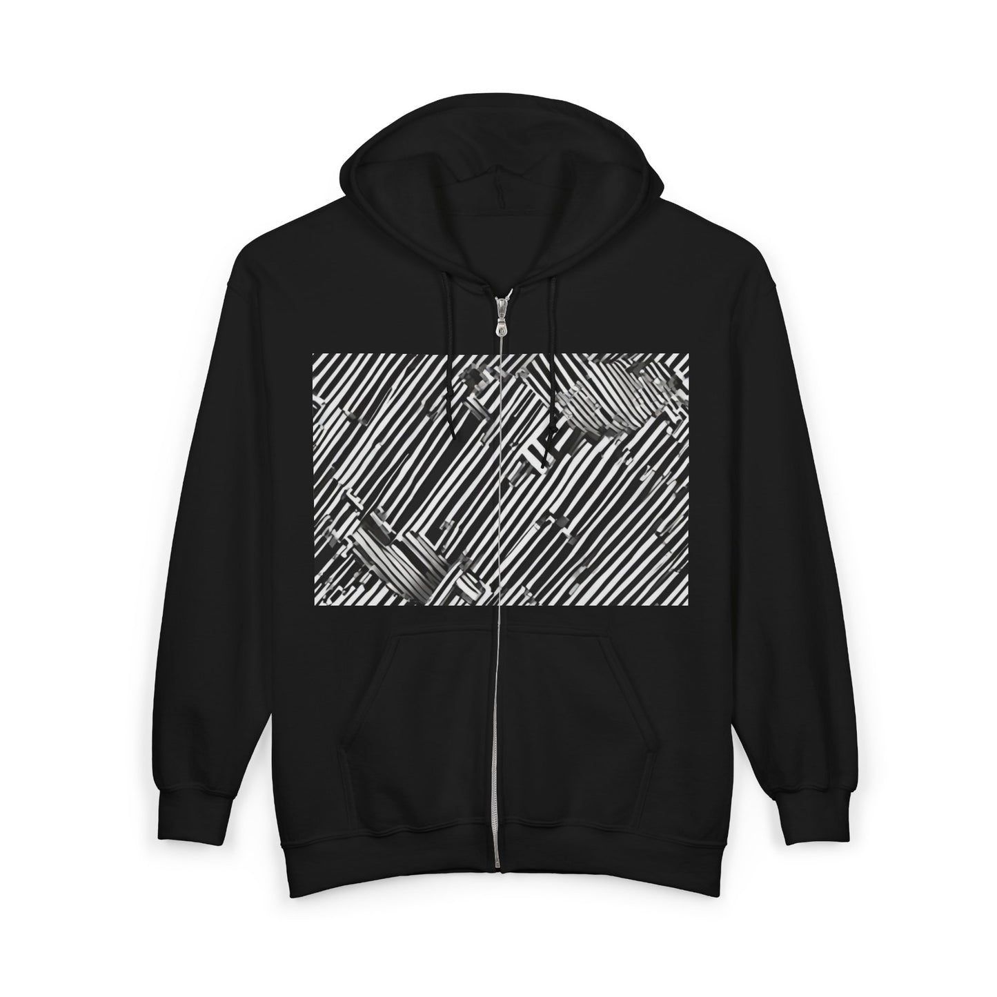 boostlete-mile-by-mile-pattern-barcode-monoline-0059 — Unisex Heavy Blend Full-Zip Hooded Sweatshirt