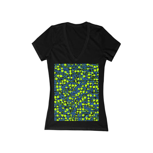 boostlete-mile-by-mile-pattern-dotted-geometric-0071 — Women's Deep V-Neck Tee (B+C 6035)