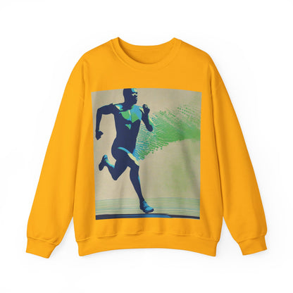 boostlete-am-crew-scene-sprinter-halftone-engraved-0092 — Unisex Heavy Blend Crewneck Sweatshirt (Gildan)