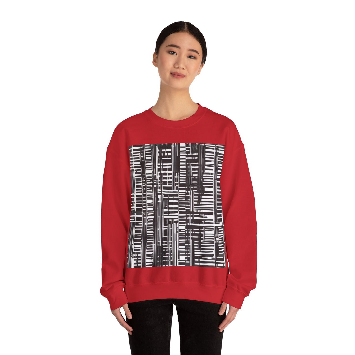 boostlete-iron-intent-pattern-barcode-line-art-0599 — Unisex Heavy Blend Crewneck (G18000)