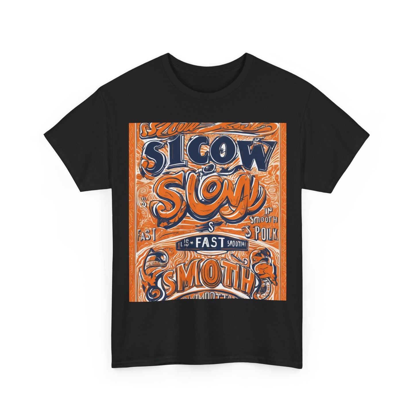 boostlete-rise-grind-type-slow-is-smooth-smooth-is-fast-outline-over-solid-engraved-0025 — Unisex Heavy Cotton Tee (Gildan 5000)