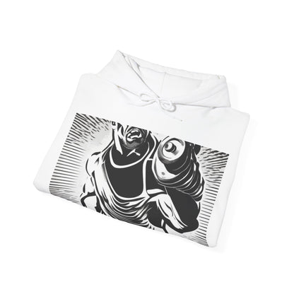 boostlete-pr-season-scene-lunge-halftone-engraved-0096 — Unisex Heavy Blend Hooded Sweatshirt (Gildan)