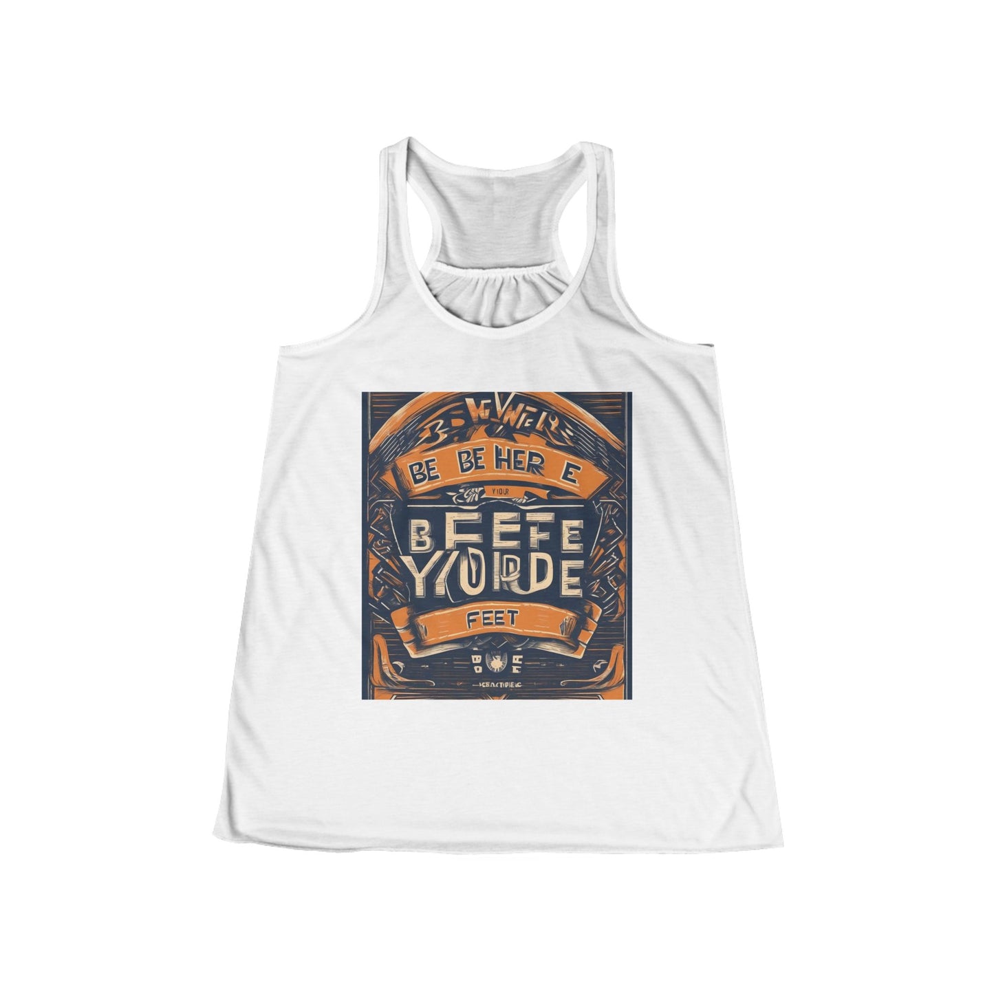 boostlete-field-day-type-be-where-your-feet-are-banner-engraved-0029 — Women's Flowy Racerback Tank (B+C 8800)