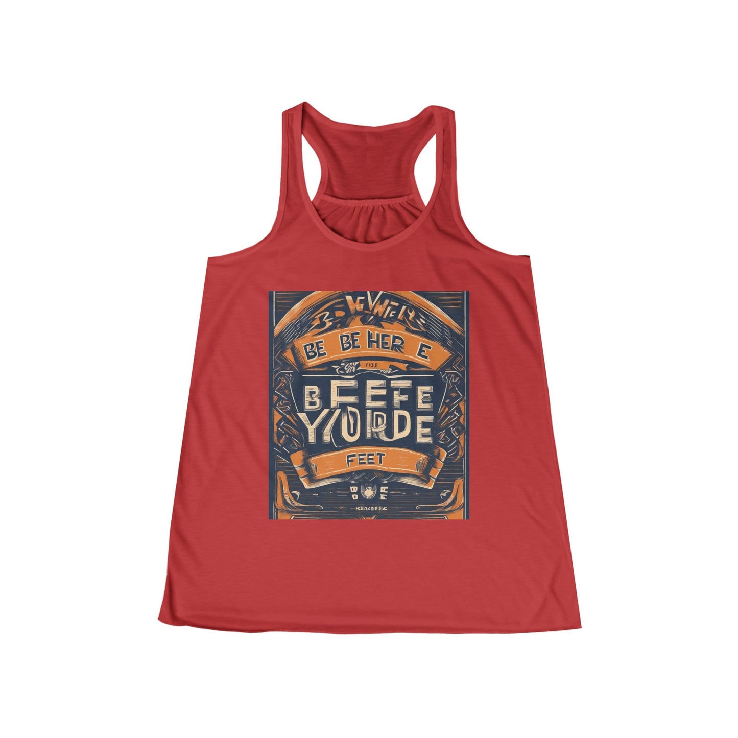 boostlete-field-day-type-be-where-your-feet-are-banner-engraved-0029 — Women's Flowy Racerback Tank (B+C 8800)