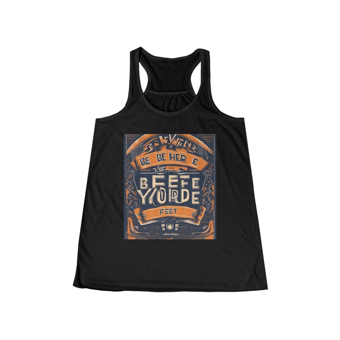 boostlete-field-day-type-be-where-your-feet-are-banner-engraved-0029 — Women's Flowy Racerback Tank (B+C 8800)