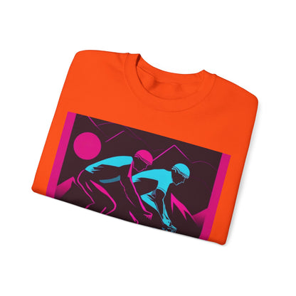 boostlete-rise-grind-scene-cyclist-outline-vector-0868 — Unisex Heavy Blend Crewneck (G18000)