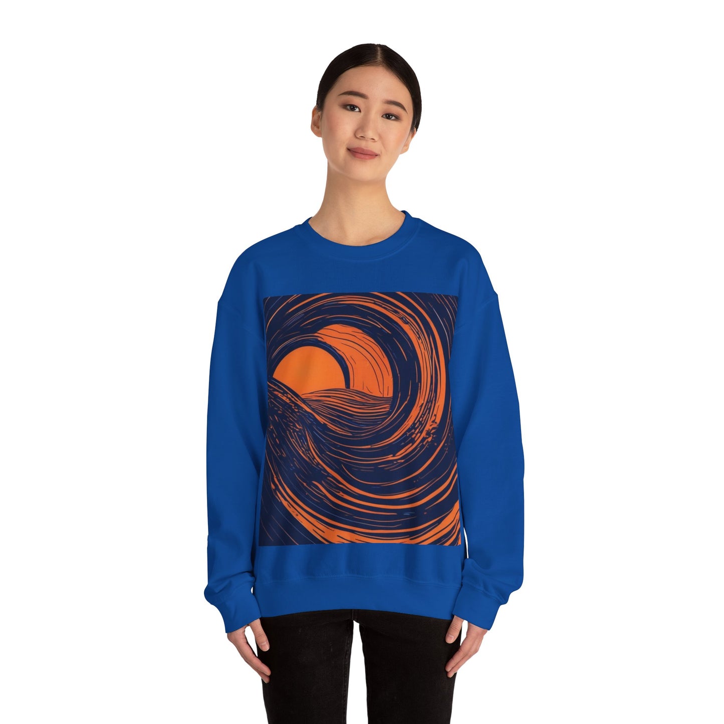 boostlete-rise-grind-icon-sunrise-speed-line-art-0202 — Unisex Heavy Blend Crewneck Sweatshirt (Gildan)