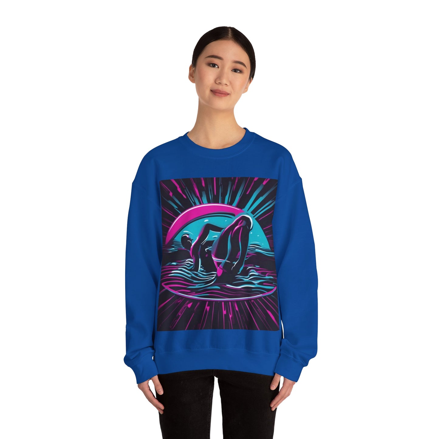 boostlete-pr-season-icon-swimmer-duotone-bold-0126 — Unisex Heavy Blend Crewneck Sweatshirt (Gildan)