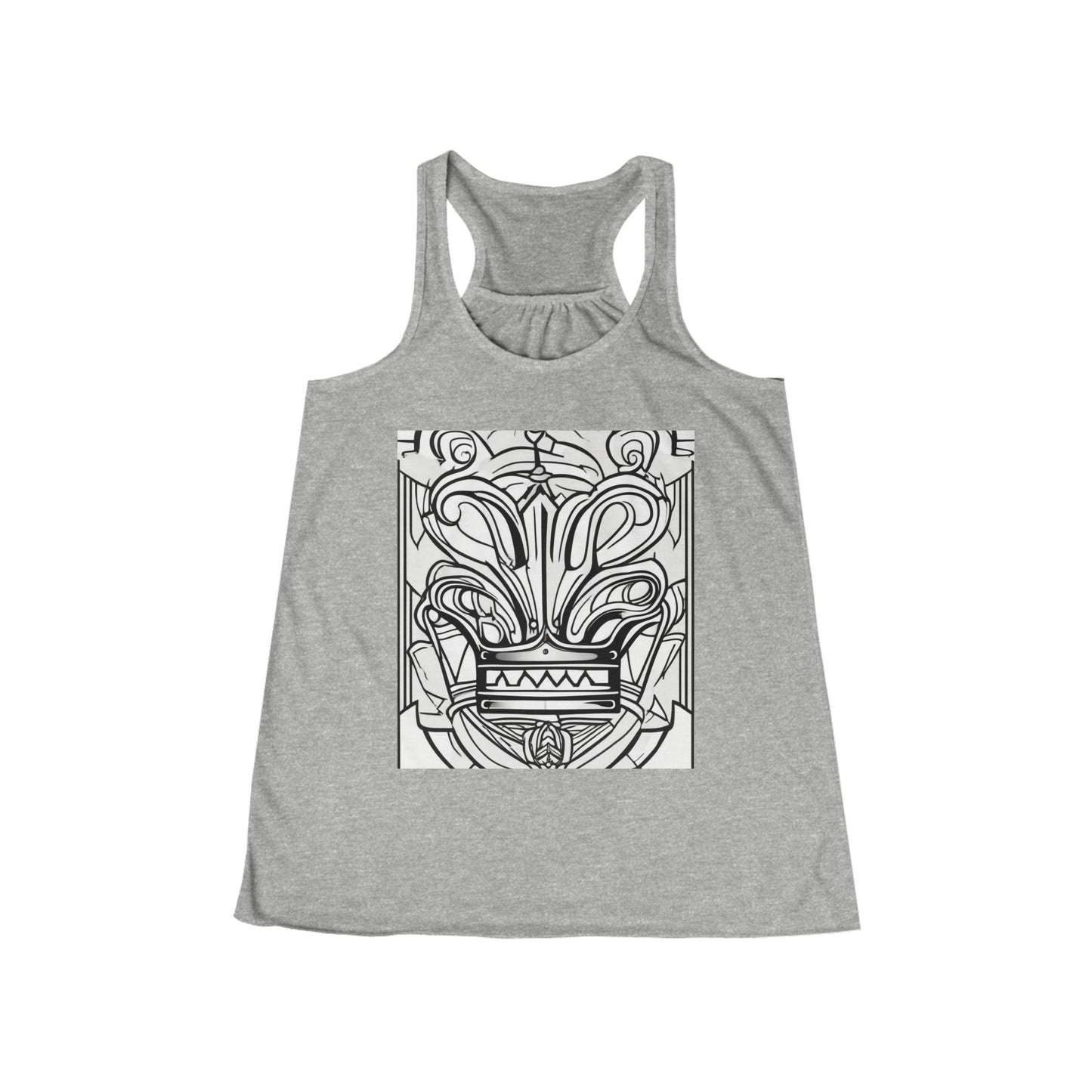 boostlete-boost-mode-icon-crown-offset-line-art-0190 — Women's Flowy Racerback Tank (B+C 8800)