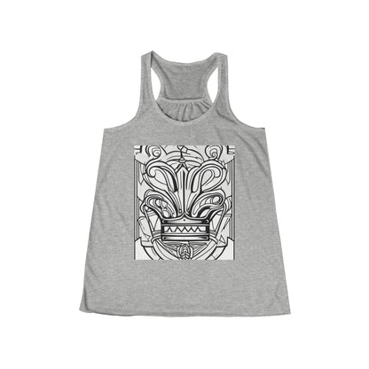 boostlete-boost-mode-icon-crown-offset-line-art-0190 — Women's Flowy Racerback Tank (B+C 8800)