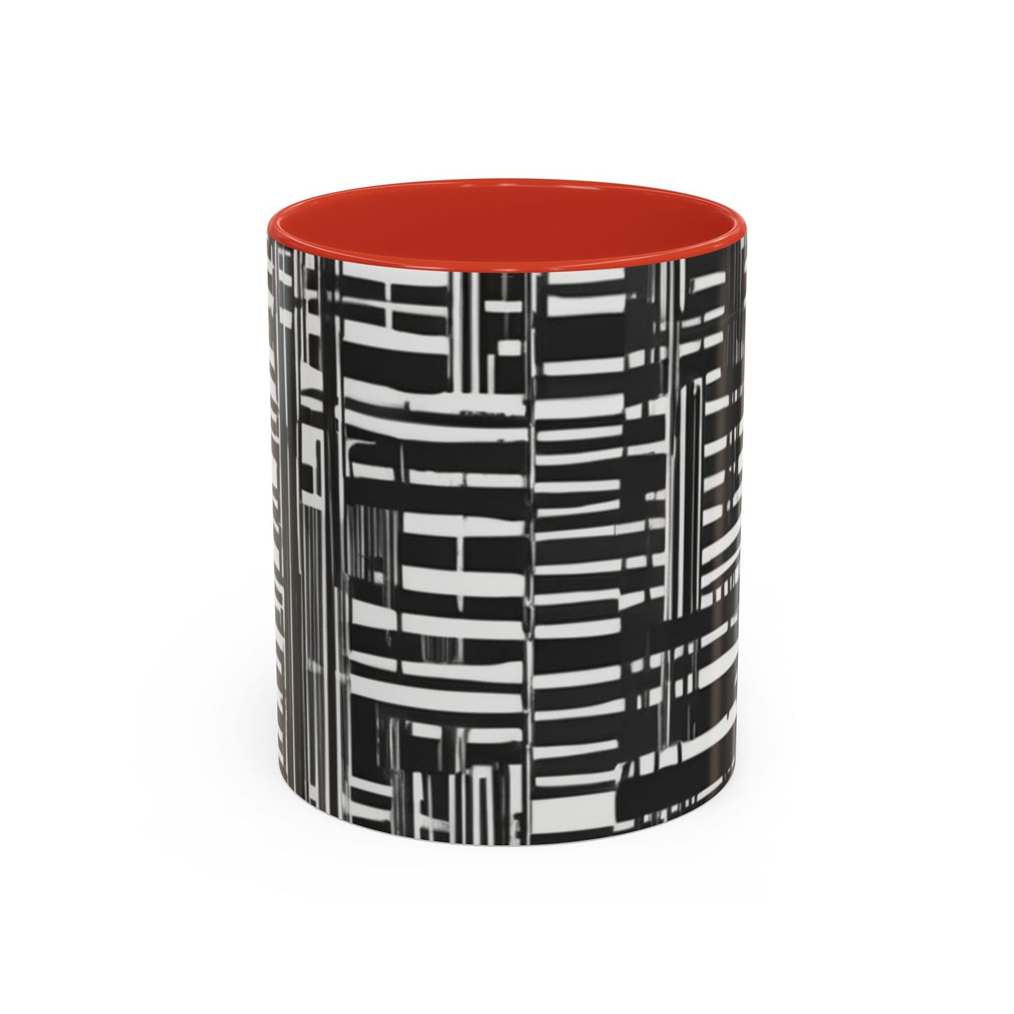 boostlete-iron-intent-pattern-barcode-line-art-0599 — Accent Mug 11/15oz