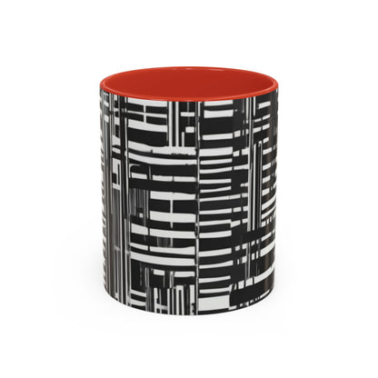 boostlete-iron-intent-pattern-barcode-line-art-0599 — Accent Mug 11/15oz