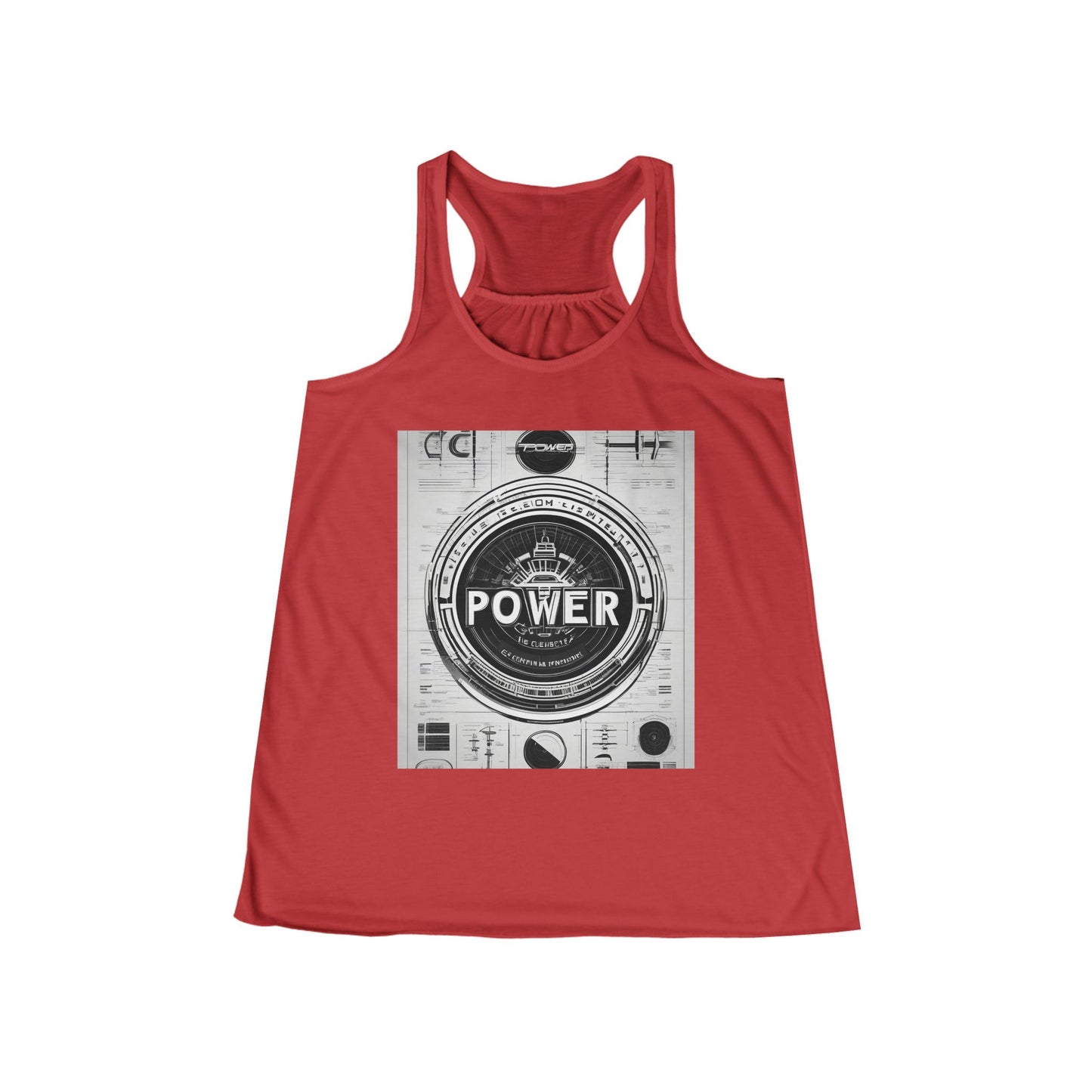 boostlete-boost-mode-type-power-in-quiet-badge-blueprint-0245 — Women's Flowy Racerback Tank (B+C 8800)