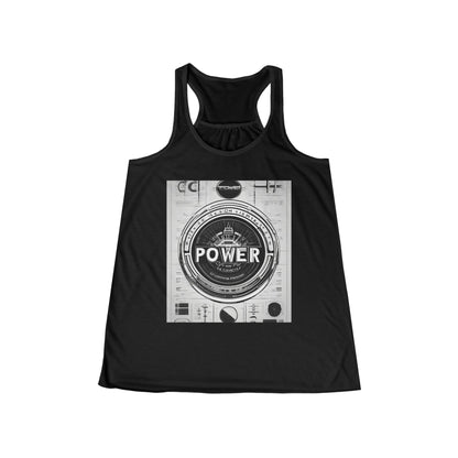 boostlete-boost-mode-type-power-in-quiet-badge-blueprint-0245 — Women's Flowy Racerback Tank (B+C 8800)