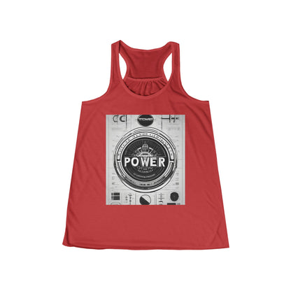 boostlete-boost-mode-type-power-in-quiet-badge-blueprint-0245 — Women's Flowy Racerback Tank (B+C 8800)
