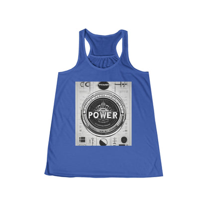 boostlete-boost-mode-type-power-in-quiet-badge-blueprint-0245 — Women's Flowy Racerback Tank (B+C 8800)