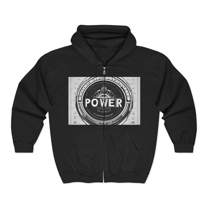 boostlete-boost-mode-type-power-in-quiet-badge-blueprint-0245 — Unisex Heavy Blend Full-Zip Hooded Sweatshirt