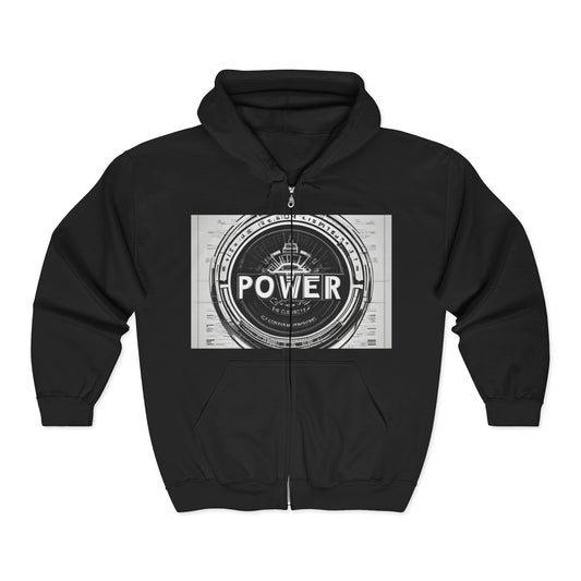 boostlete-boost-mode-type-power-in-quiet-badge-blueprint-0245 — Unisex Heavy Blend Full-Zip Hooded Sweatshirt