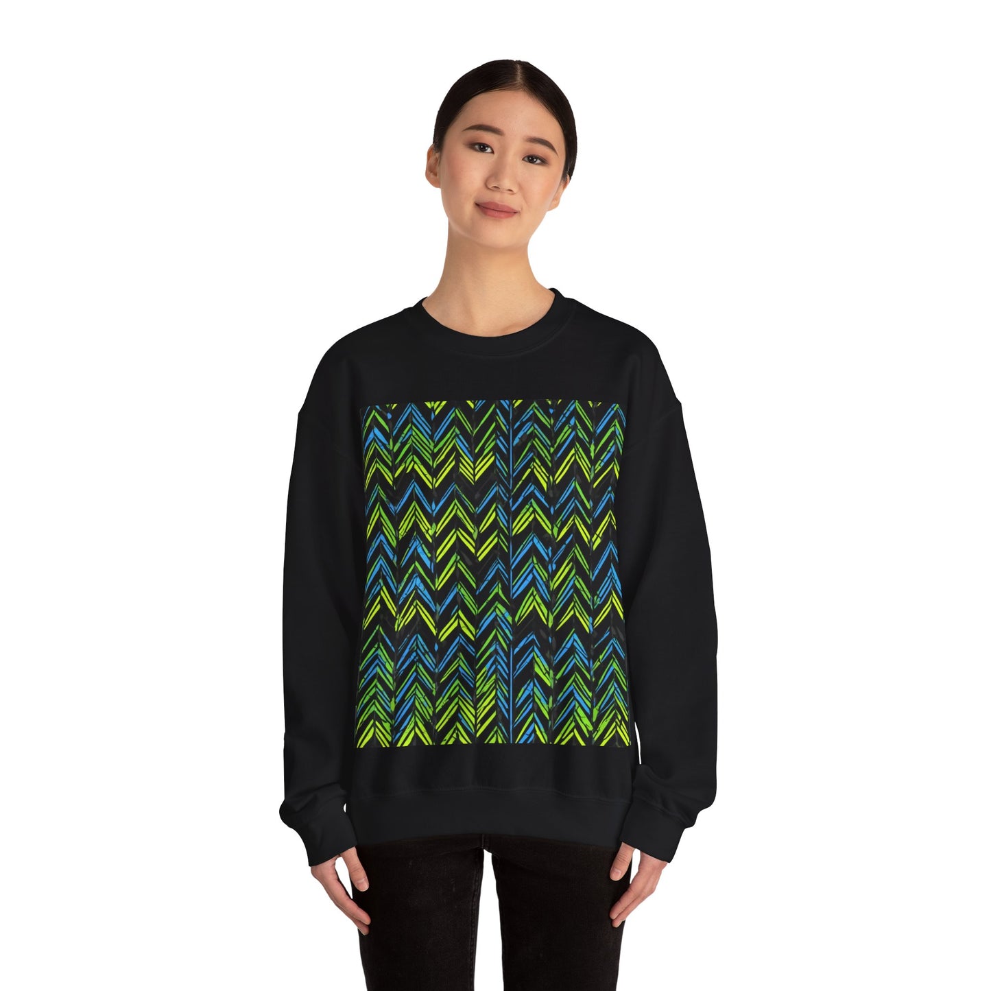 boostlete-mile-by-mile-pattern-chevron-monoline-0051 — Unisex Heavy Blend Crewneck Sweatshirt (Gildan)