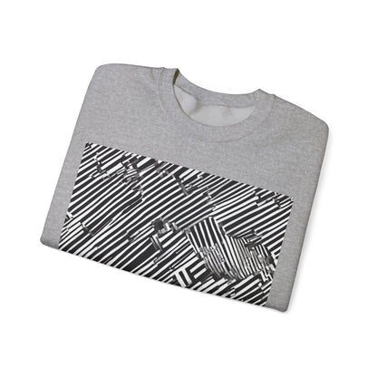boostlete-mile-by-mile-pattern-barcode-monoline-0059 — Unisex Heavy Blend Crewneck Sweatshirt (Gildan)
