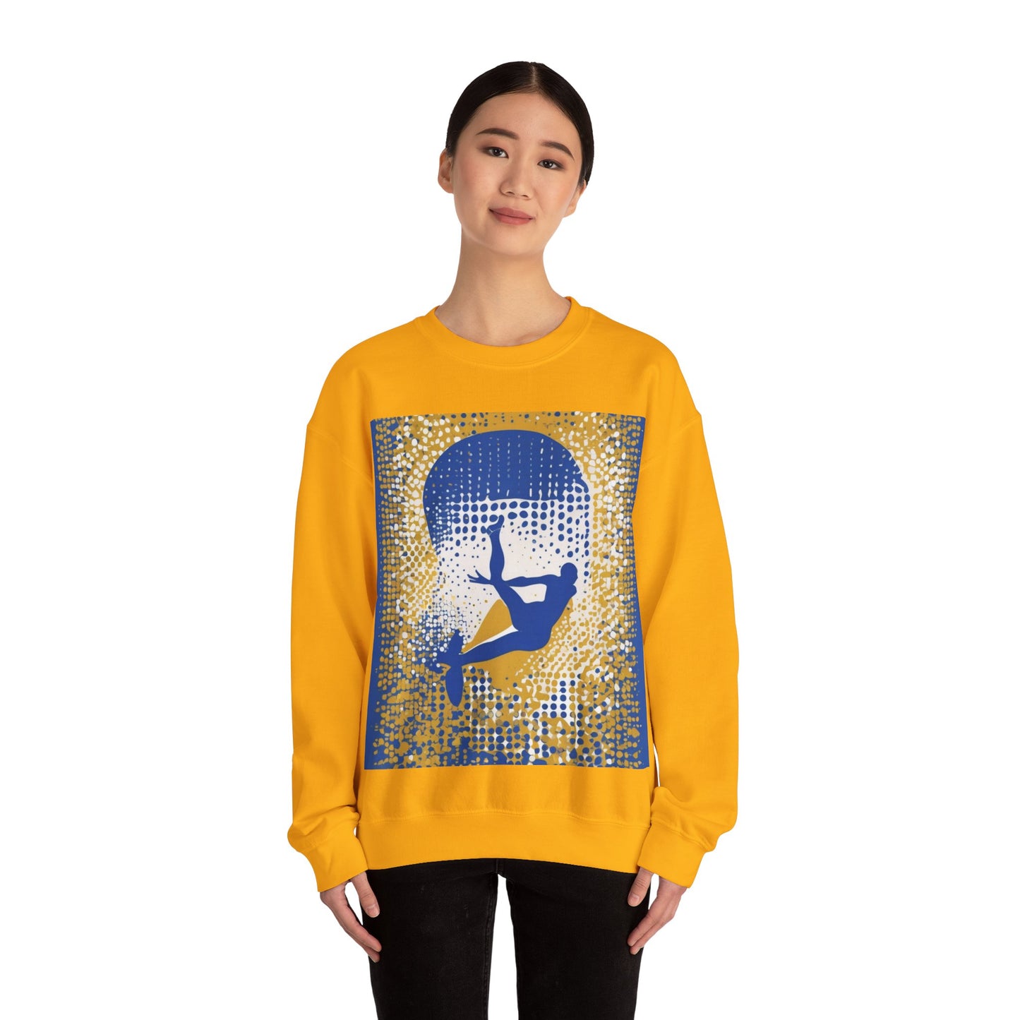 boostlete-field-day-icon-swimmer-halftone-paper-0246 — Unisex Heavy Blend Crewneck Sweatshirt (Gildan)