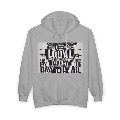 boostlete-mile-by-mile-type-leg-day-loyal-arc-industrial-0297 — Unisex Heavy Blend Full-Zip Hooded Sweatshirt