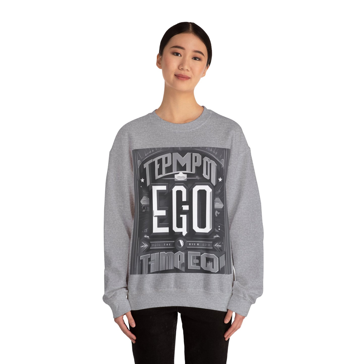 boostlete-mile-by-mile-type-tempo-over-ego-banner-modern-0093 — Unisex Heavy Blend Crewneck Sweatshirt (Gildan)