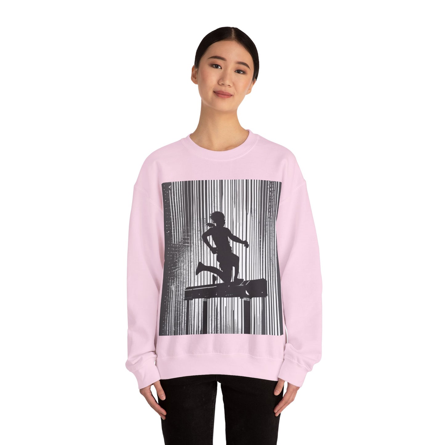 boostlete-am-crew-scene-hurdler-halftone-badge-0956 — Unisex Heavy Blend Crewneck (G18000)