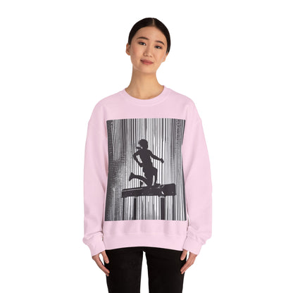 boostlete-am-crew-scene-hurdler-halftone-badge-0956 — Unisex Heavy Blend Crewneck (G18000)