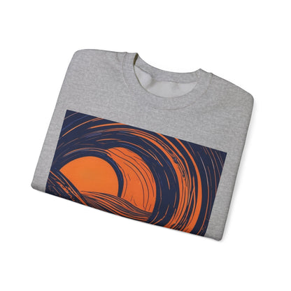boostlete-rise-grind-icon-sunrise-speed-line-art-0202 — Unisex Heavy Blend Crewneck Sweatshirt (Gildan)