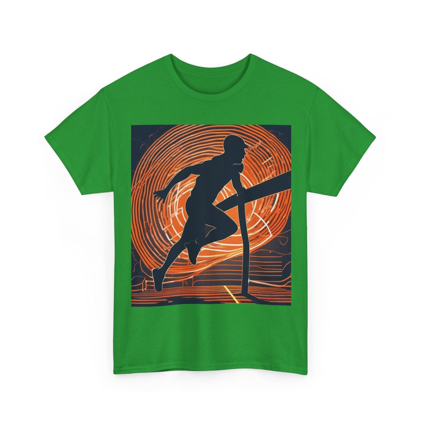 boostlete-iron-intent-scene-hurdler-neon-modern-0264 — Unisex Heavy Cotton Tee (Gildan 5000)