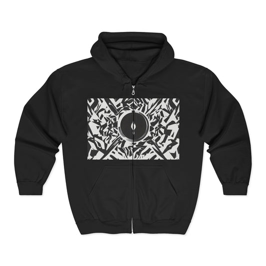 boostlete-am-crew-icon-flame-matte-geometric-0286 — Unisex Heavy Blend Full-Zip Hooded Sweatshirt